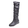 Large Size Women's Boots Women's Boots Europe Station Solid Color Folded Medium Boots
