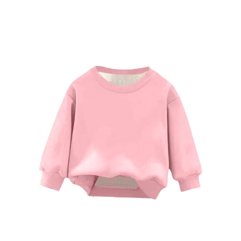 Children's Boys And Girls Fashionable Solid Color Pullover Casual Round Neck Sweatshirt