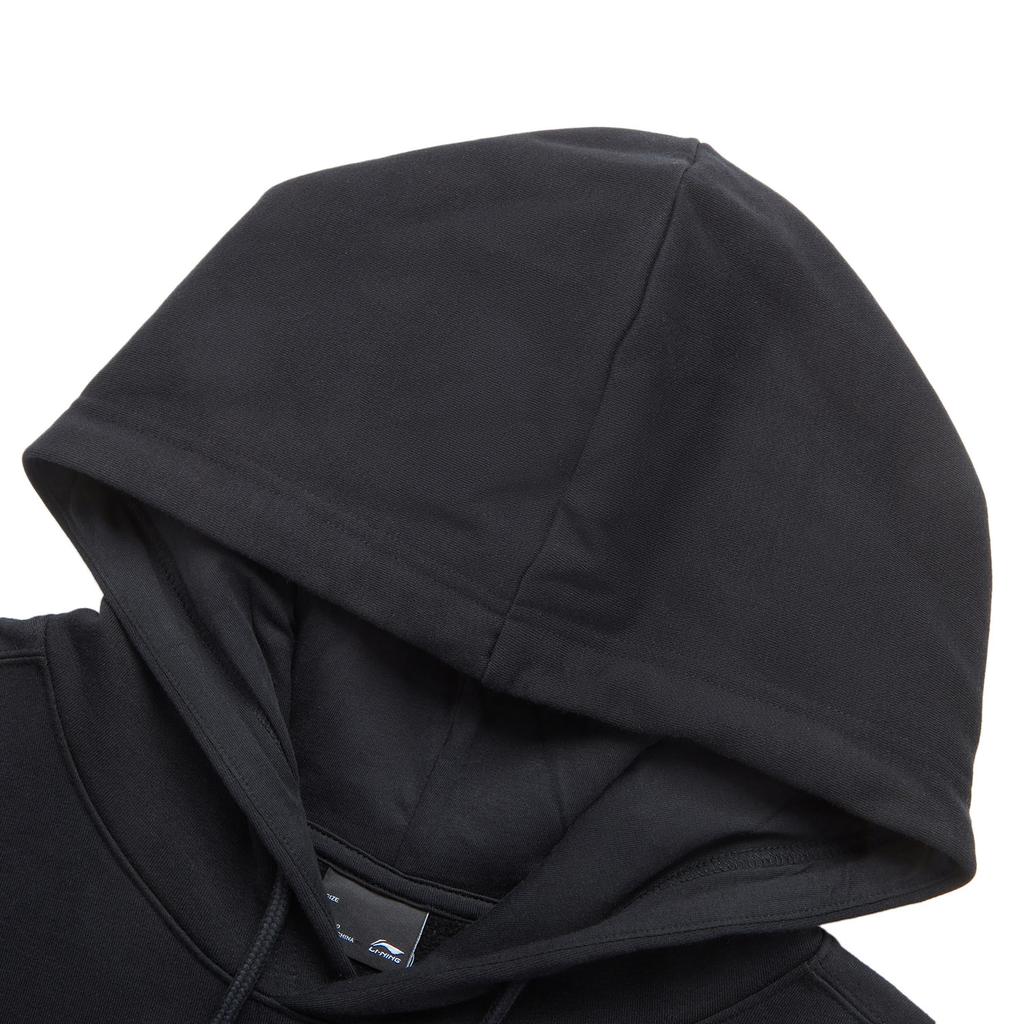 Li Ning Sports Lifestyle Serie High Street American Vintage Buchstaben Lockerer Hoodie Pullover Langarm Fleece Sweatshirt Herren Sweatshirt Schwarz AWDU673-3