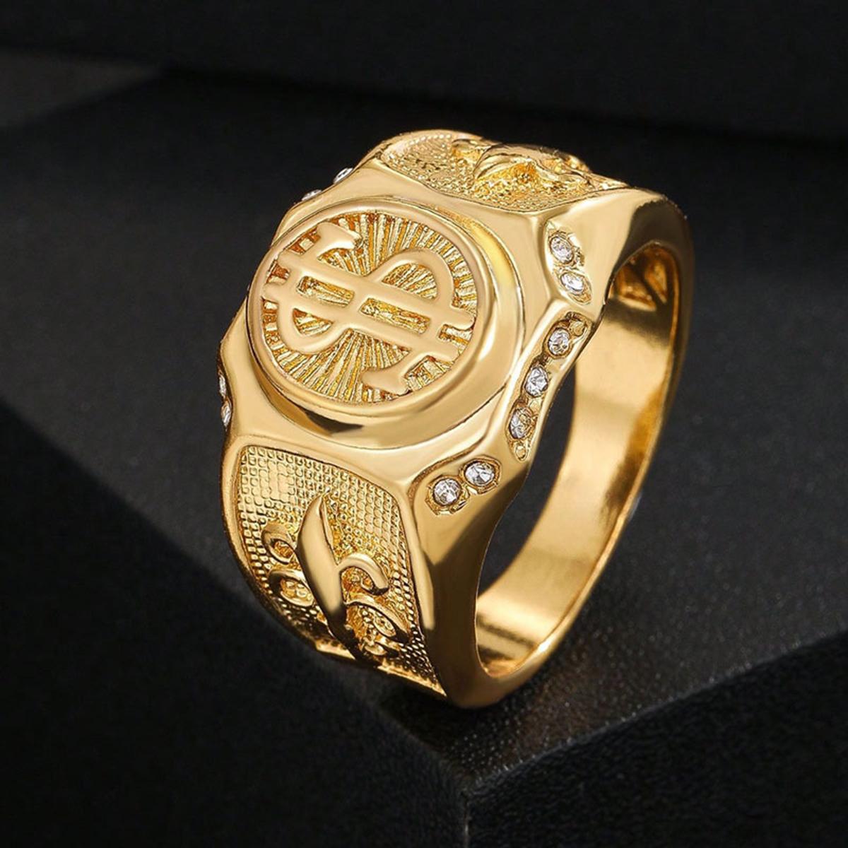 

A men s hip-hop style dollar sign ring, suitable for both parties and daily wear Hot-selling US dollar ring. 10 золотий