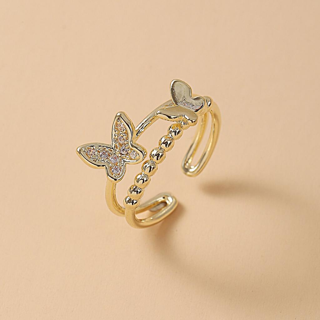 IF ME Gold Butterfly Open Rings For Women Vintage Open Adjustable Ring Special Resizable Ring Creative Love Forever Jewelry