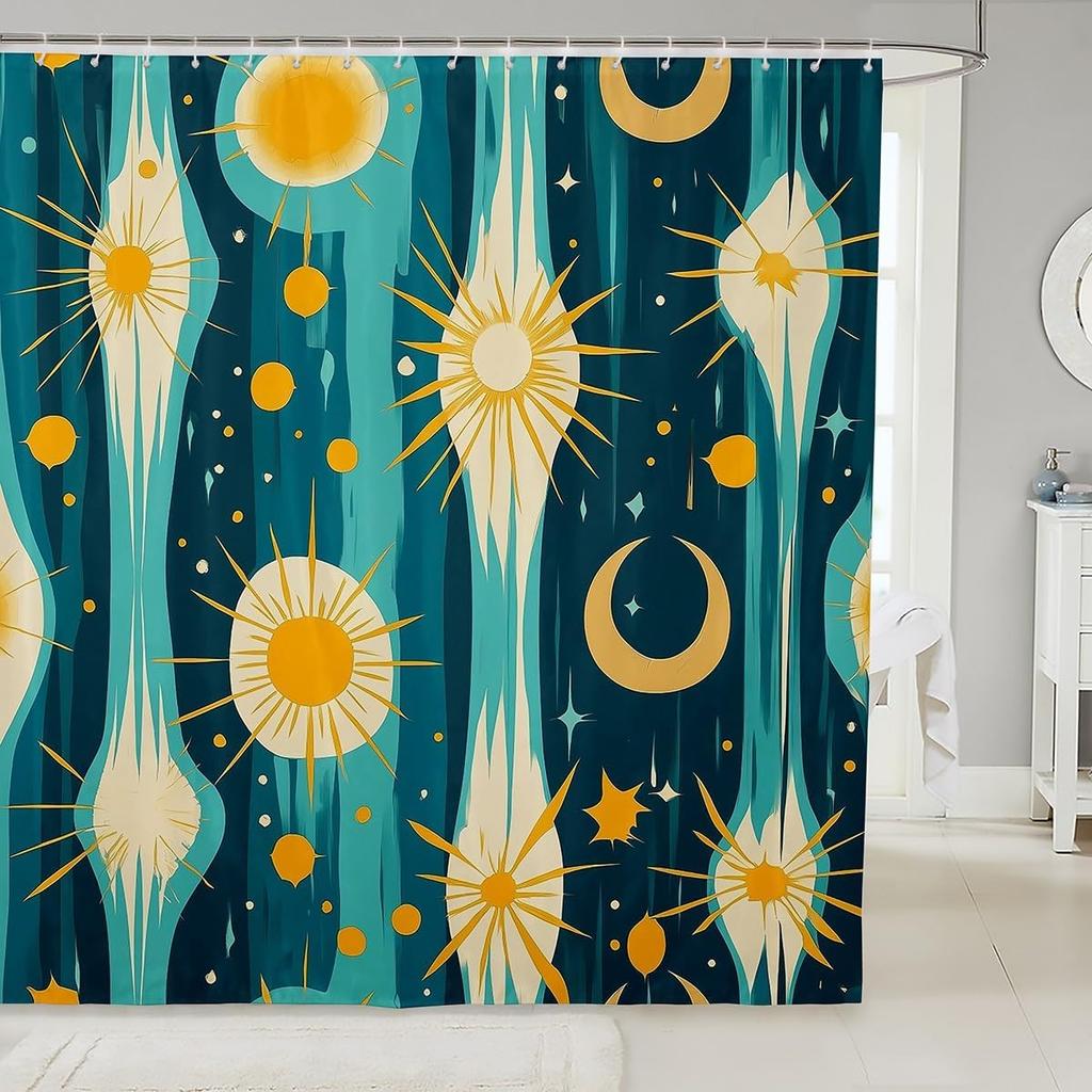 Circle Boho Geometric Shower Curtain Rainbow Colorful Aesthetic Bathroom Accessories Bohemian Exotic Ethnic Abstract Adults