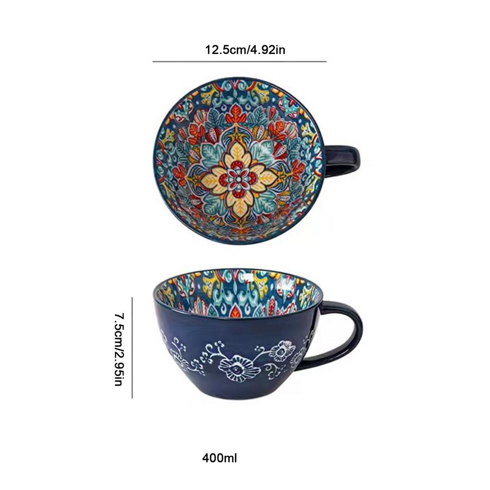 Boho Coffee Mug 17.63 Oz Oversized Soup Mugs Bowl Microwavable Dishwasher Safe Cute Tea Mug Oversized Soup Bowl With Big Handle