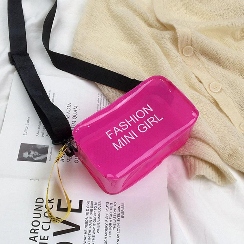 Borsa a tracolla trasparente laser per donna, colore caramella, con lettera, moda, mini, da spalla, a tracolla, PVC jelly, piccola borsa tote