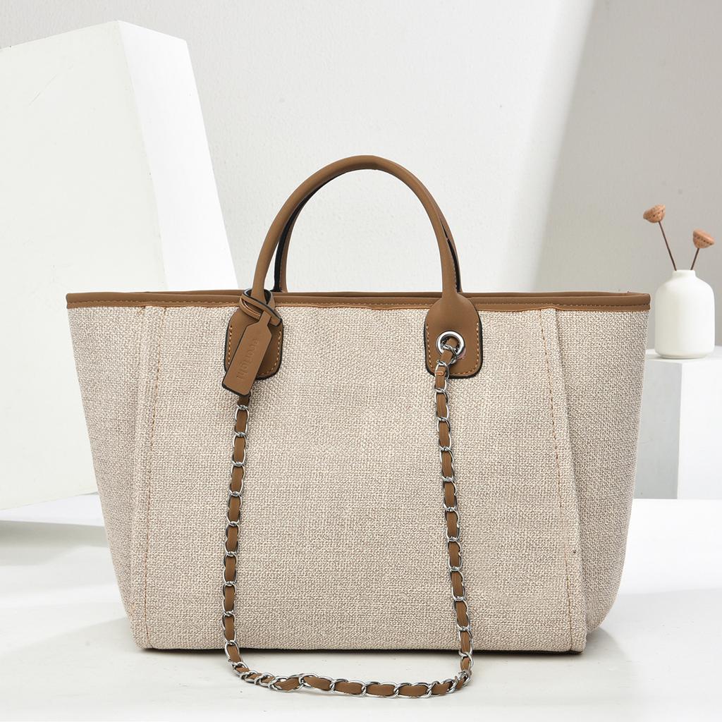 Large capacity handbag 2025 texture temperament solid color women's bag chain bucket bag bag bag