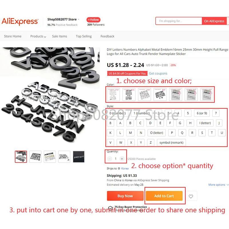 25mm 30mm DIY 26 Letters 10 Numbers Alphabet Metal Emblem for All Cars Game Over Trunk Fender Nameplate Logo Sticker