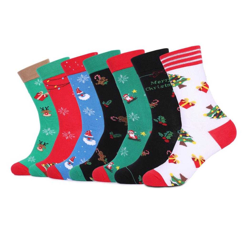Festive Mid-Calf Christmas Socks - Santa & Elk Design