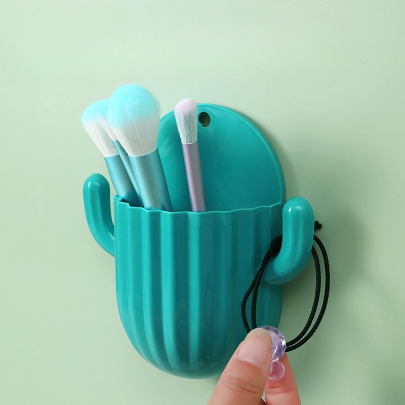 Toothbrush Holder Household Wall Self-adhesive Seamless Cactus Storage Rack Shaver Organizer Drain Shelf Bathroom Accessories
