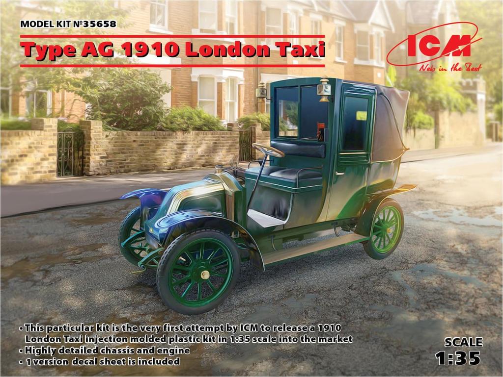 ICM 1/35 Scale Renault Type AG 1910 London Taxi Plastic Model Kit 35658