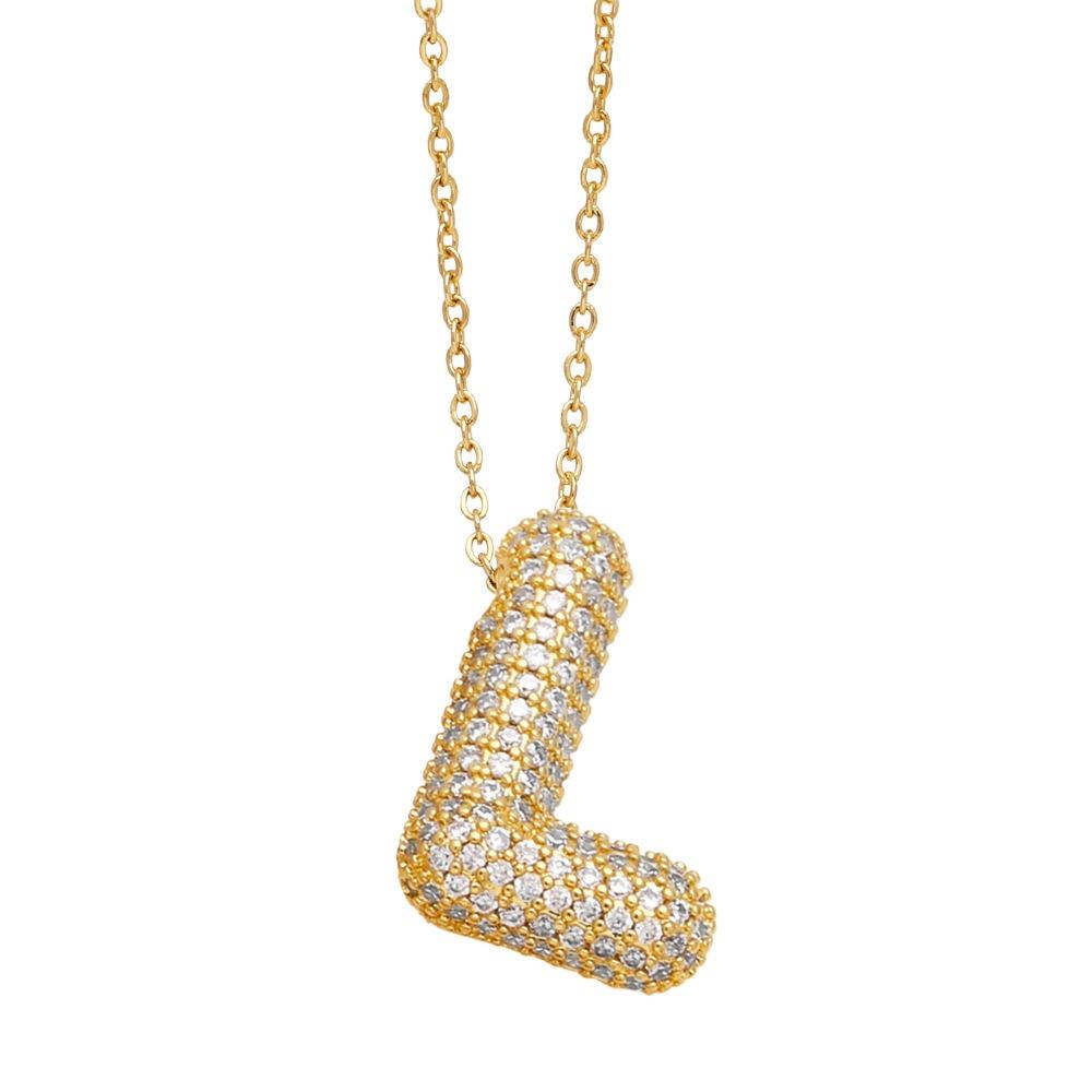Alphabet 26 Letters Necklace Gold Color Women Sweater Chain Simple A-Z Letter Clavicle Chain  Daily