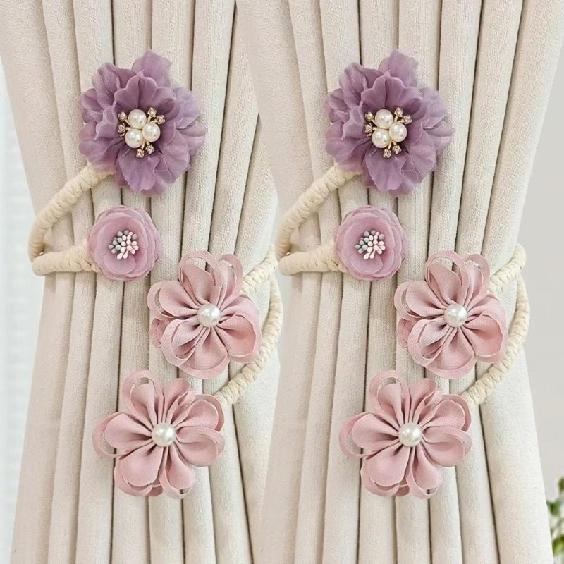 Fermaglio per Tenda a Fiore Fatto a Mano Elegante Decorativo Clip Fermatenda Fibbia Legaccio per Soggiorno e Camera da Letto
