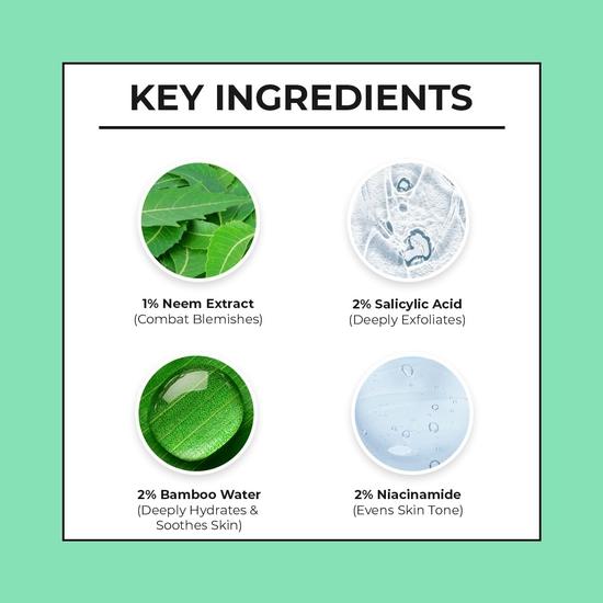 Dr. Sheth's Neem & Salicylic Acid Serum For Active Acne,Blackheads & Open Pores|2% Salicylic Acid & 1% Niacinamide| Acne-Prone Skin|30Ml
