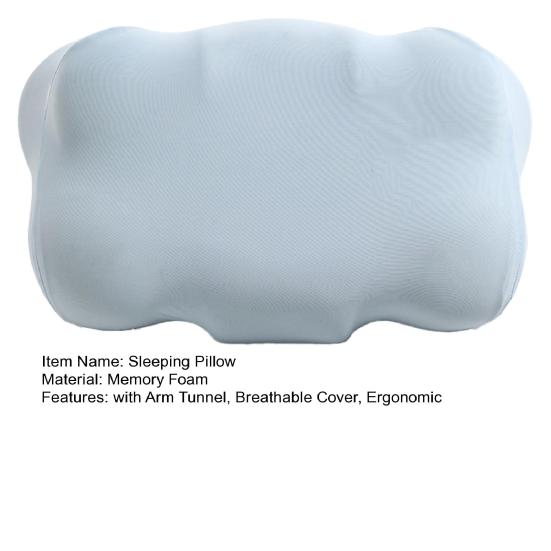 Ergonomic Sleeping Pillow Memory Foam Contour Pillow with Arm Tunnel Dual-Height Neck Support Pillow for Side Back Stomach Sleepers