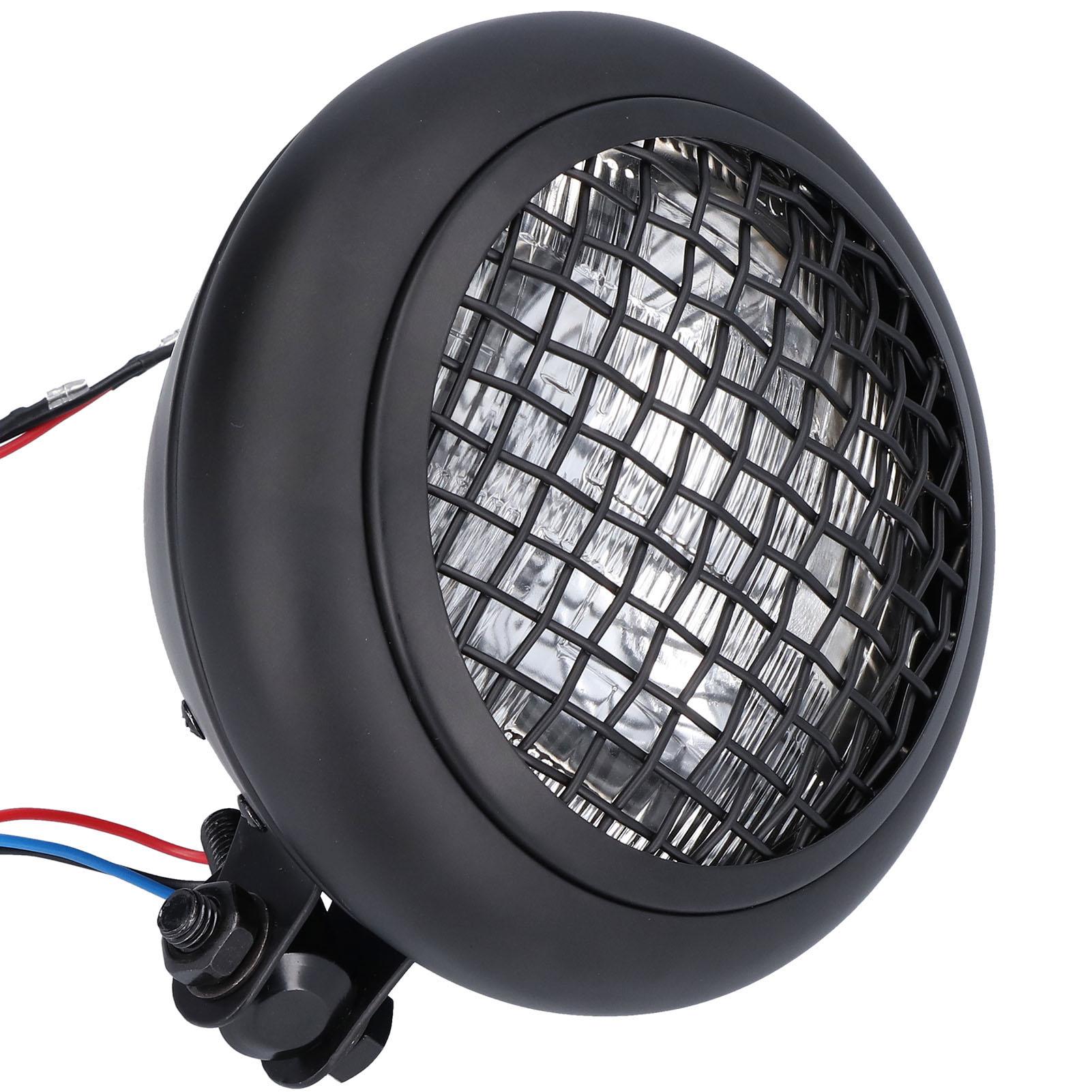 120W 6in Round Headlight Retro Style Bright Front Light with Grille Guard Universal for Motorcycle
