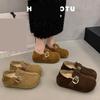 Außenbekleidung mit dicker Sohle Anti-** Aufkleber Birkenstocks Herbst und Winter neue lässige höhenvergrößernde Samt Zwei Baumwollschuhe