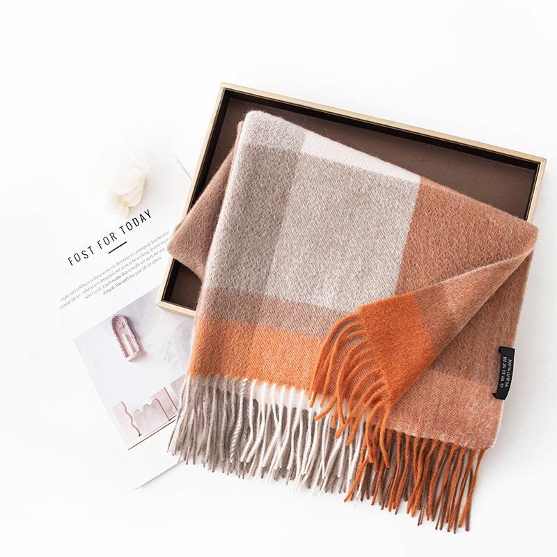 Korean Style Atmosphere Cashmere Shawl Large Plaid Scarf Dual Purpose Office Autumn and Winter Versatile Warm Scarf