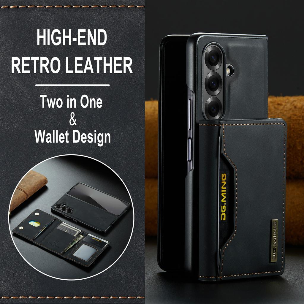 DG.MING M2 Series for Samsung Galaxy Z Fold7 5G Magnetic Case PU + PC + TPU Phone Cover Detachable Wallet Kickstand