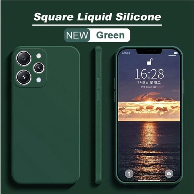 Square Silicone Case For Xiaomi Redmi 12 4G Case Matte Plain Rubber Funda Protector Case For Redmi 12 Cover For Redmi12