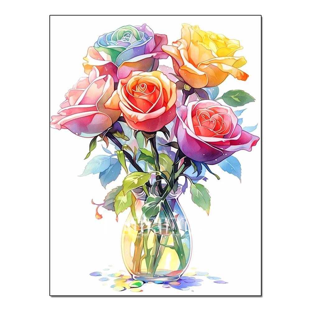 Full Flower Series Diamond Painting Tulip Daisy Diamond Mosaic Embroidery Art Watercolor Picture Handmade Home Decoration Diy