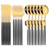 24Pcs Gold Tableware Set Stainless Steel Flatware Dinnerware Spoon Knife Fork Dinner Cutlery Set Western Kitchen Silverware
