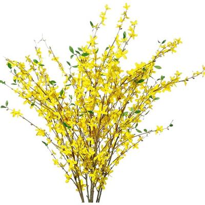 6 Stuks Lente Zijde Forsythia Takken Nep Forsythia Stelen Kunstbloemen Orchideeën Kunstmatige Gele Bloemen voor Huis Bruiloft Binnen Buiten Decor