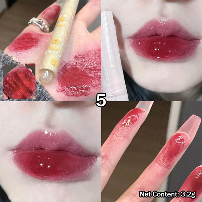 Water-Light Lip Glaze Mirror Glitter Lip Tint Long Lasting Moisturising Love Heart Shape Solid Lipstick Pen Lips Makeup Cosmetic