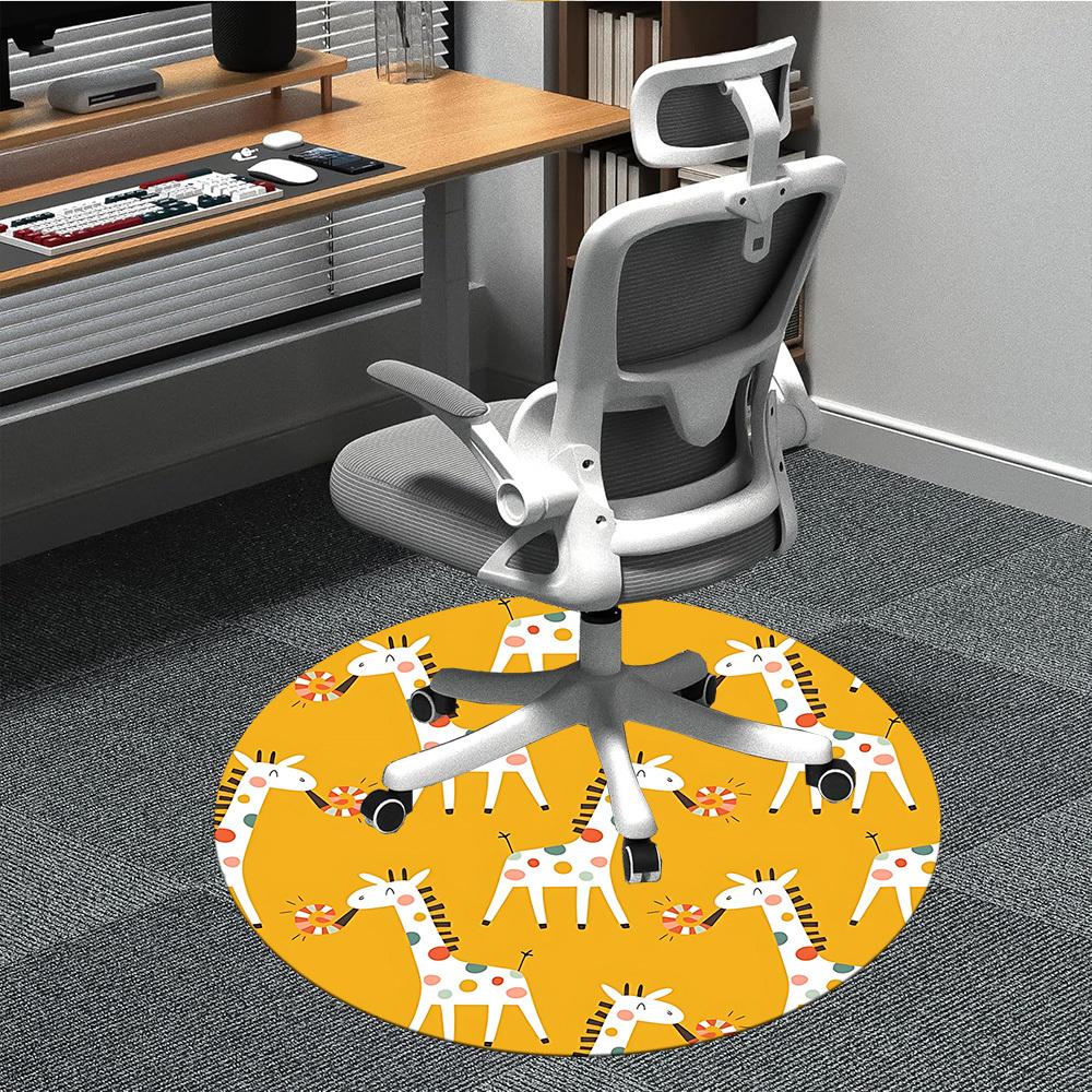 1pc Giraffe Pattern Office Round Rug, Non-slip, Soft and Durable Office Rug for Interior Decoration, Perfect for Office, Beautiful Decoration yy260323