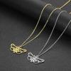 Kinitial Stainless Steel Butterfly Pendant Necklace Women Charm Geometric Butterfly Charm Moth Necklace