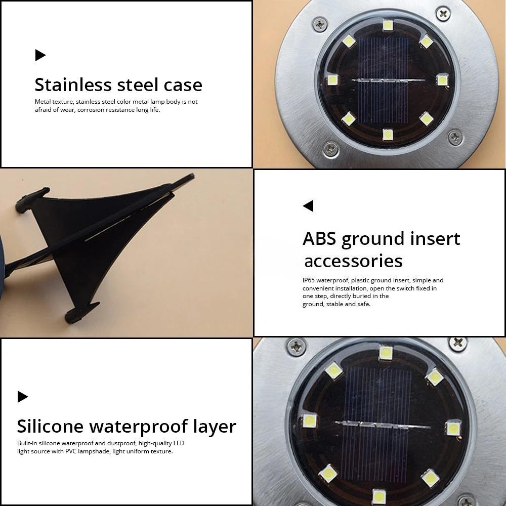 Solar Powered LED Underground Lights Outdoor Waterproof Circular Embedded Garden Lawn Lights Courtyard Lighting Street Lights