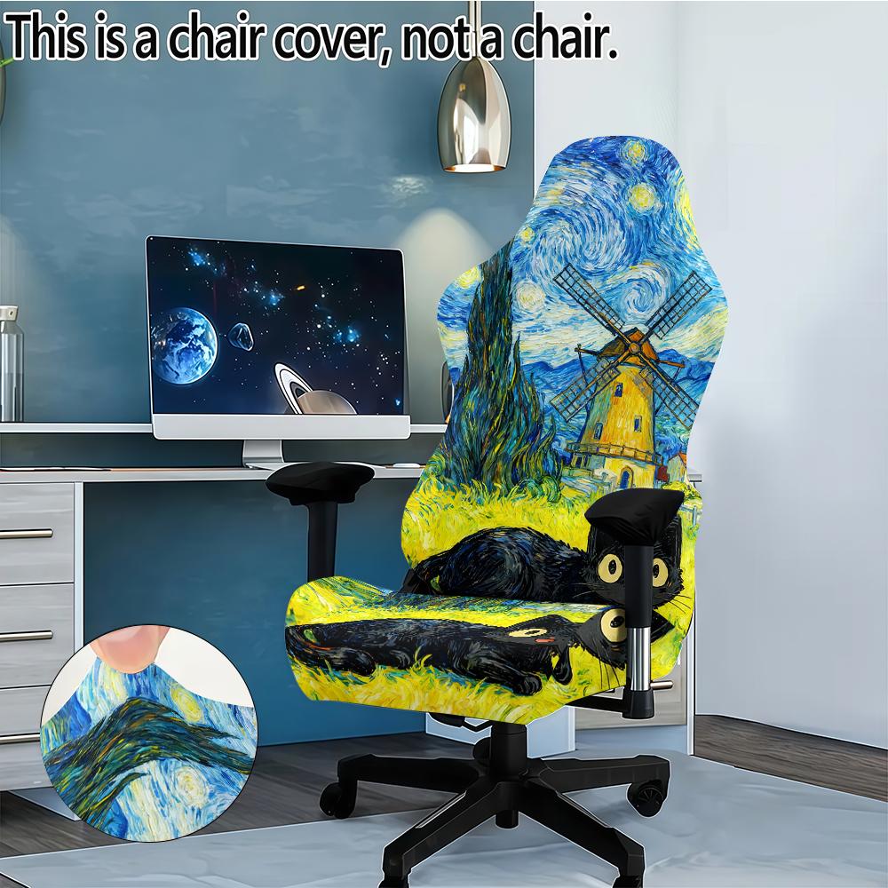Fashion Print Gaming Seat Cover Backrest Cover Anti Dirty Protector Stretch Sports Computer Chair Cover Office Home Decoration