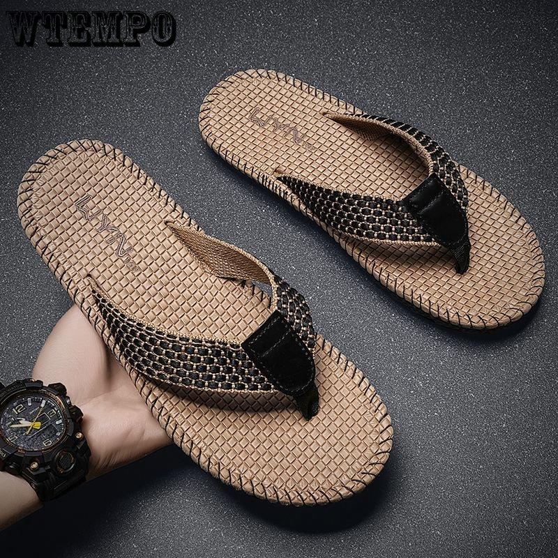 WTEMPO Sommer Herren Flip-Flops Persönlichkeit Leichte Outdoor Weiche Sohlen Rutschen Rutschfeste Indoor Slipper Strandschuhe