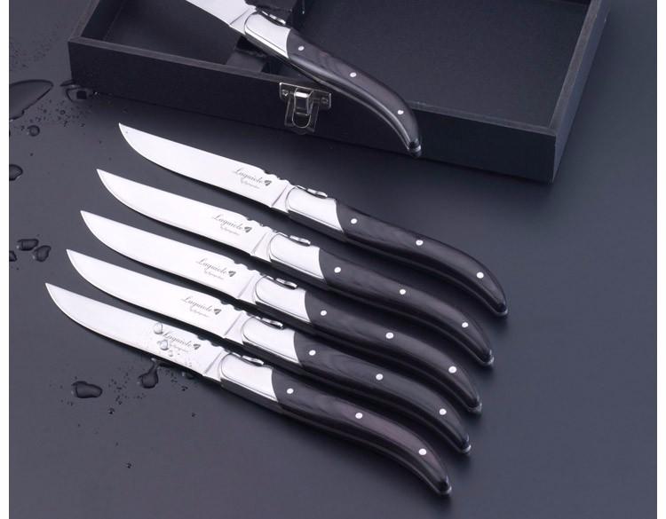Laguiole Steakmesser Holzbesteck Tafelmesser Holzgriff Geschirr Edelstahl Besteck Weihnachtsgeschenk Besteck 9" 2-10 Stück