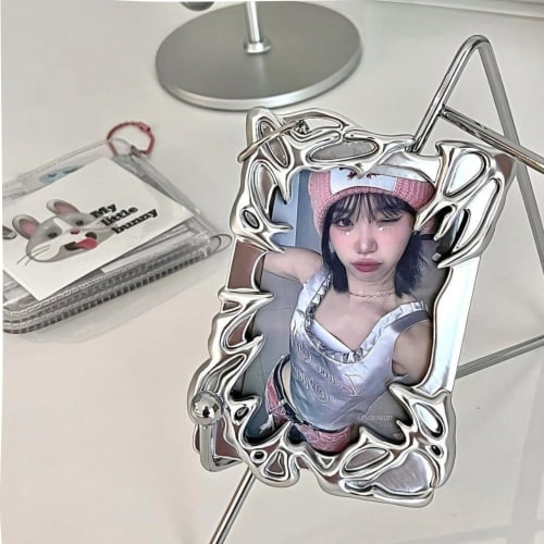 Metallic Trading Card Case, Card Case, Trading Card Holder, Silver, Y2K, Korea