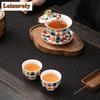 Chinese Tangka Rotatable Gold Silver Mixed Gaiwan Zen Sheep Fat Jade Hovering Lid Tea Tureen Tea Maker Cover Bowl Tea Services