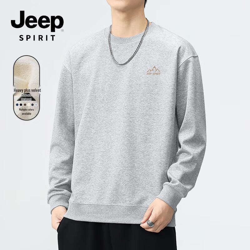 JEEP SPIRIT Men's Alpaca Fleece Lined Round Neck Sweatshirt