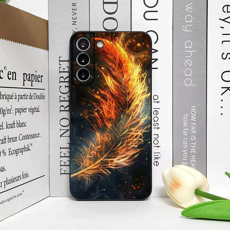 Luxury Phoenix Fire Feather Pattern Phone Case for Samsung Galaxy A56 A14 A55 A16 A54 A36 A53 A52 A51 A50 A15 A22 5G Soft Cover