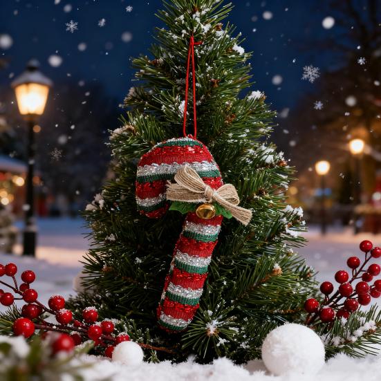 Candy Cane Christmas Ornament Plush Soft Candy Cane Christmas Tree Stuffed Decoration for Holiday Party Decor