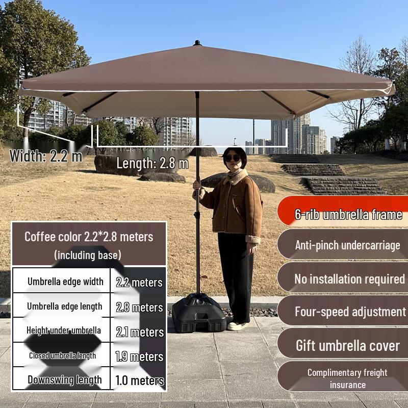 Large Outdoor Commercial Parasol - Thickened Square Patio Umbrella Tent