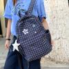 Schoolbag Japanese Niche Polka Dot Plaid Star Backpack College Student Large Capacity Lightweight Schoolbag Travel Backpack