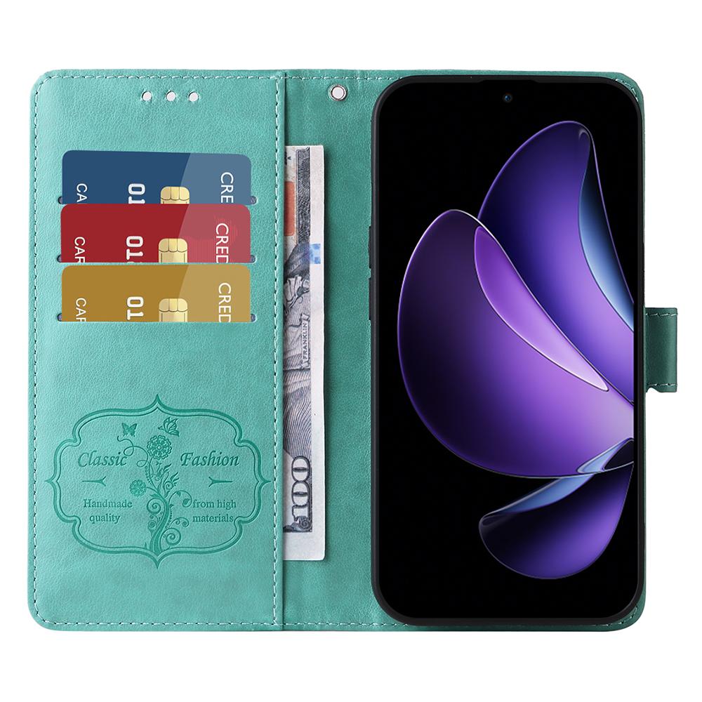 For Oppo Reno13 F 5G (Reno 13 FS 5G)/4G Leather Case Butterfly Floral Imprint Wallet Stand Cover