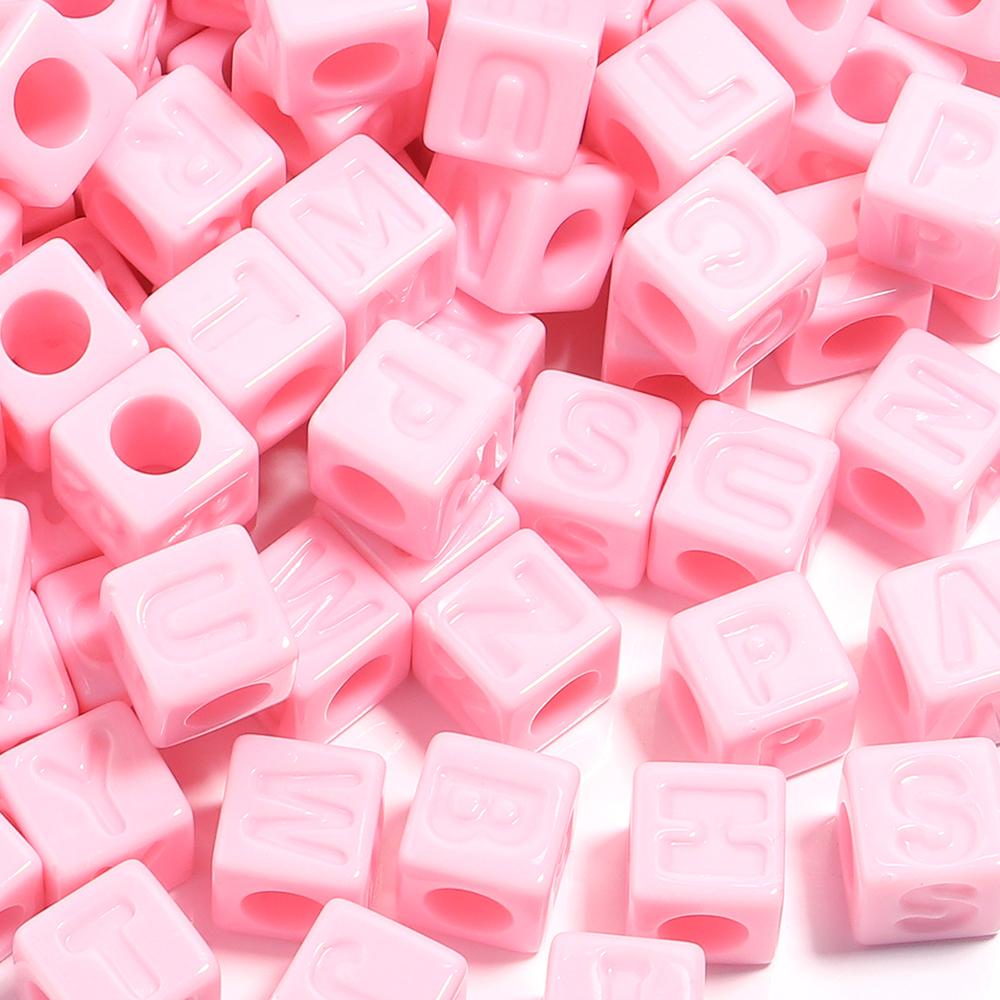 50pcs/lot 12mm Acrylic Square Alphabet Beads Solid Color Large Hole Loose Letter Beads For DIY Handcraft Bracelet Necklace