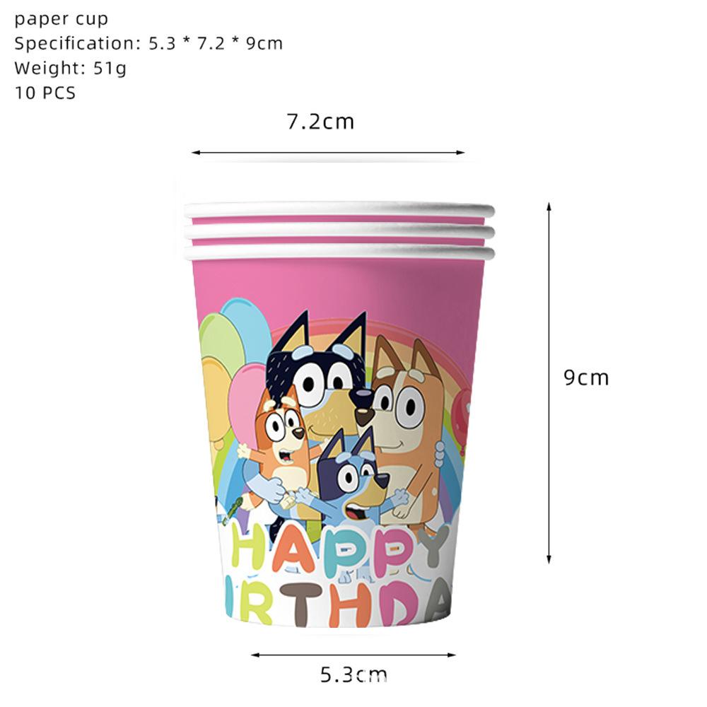 Pink Bluey Birthday Party Decoration Set Bingo Puppy Cup Plate Napkins Balloons For Kids Favors Gifts Photo Booth Baby Shower
