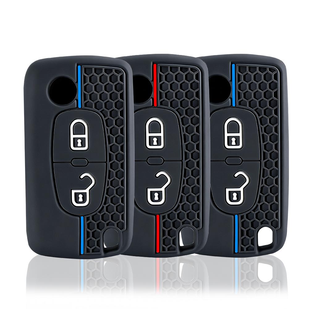 2 Button Silicone Car Key Cover Case Holder For Peugeot 206 308 3008 Expert Partner Citroen C3 Pluriel Picasso Berlingo