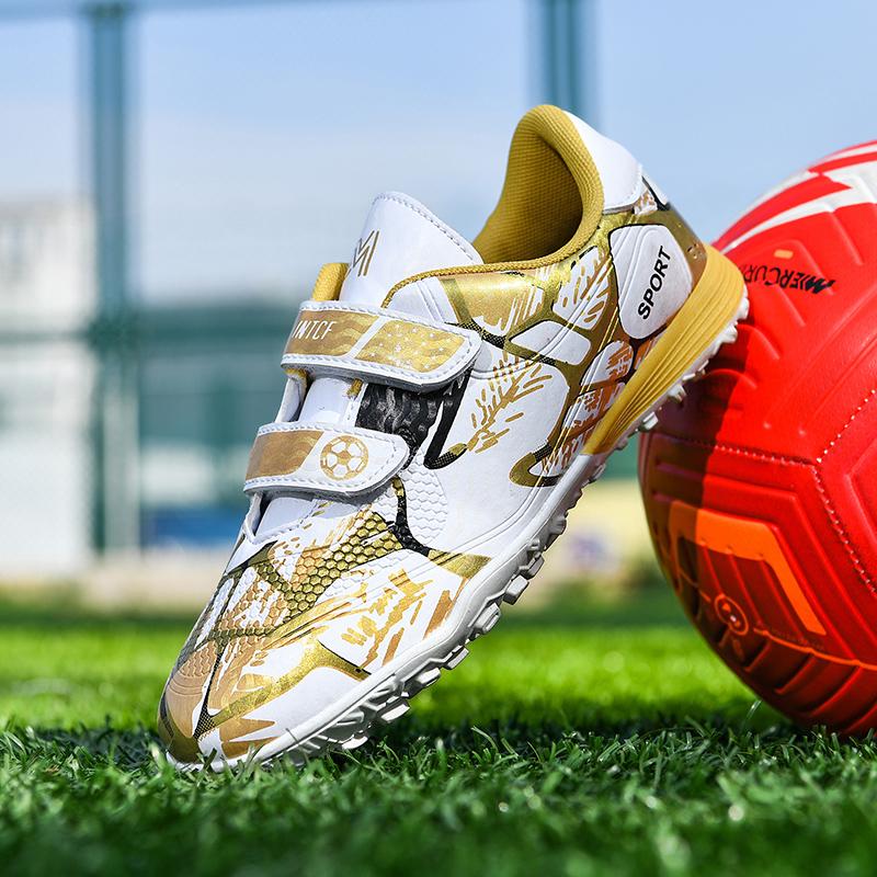 Fashion Pink Children's Cheap Football Shoes Hook and Loop Boys Girls Training Soccer Cleats Kids Soccer Shoes Futsal Sneakers