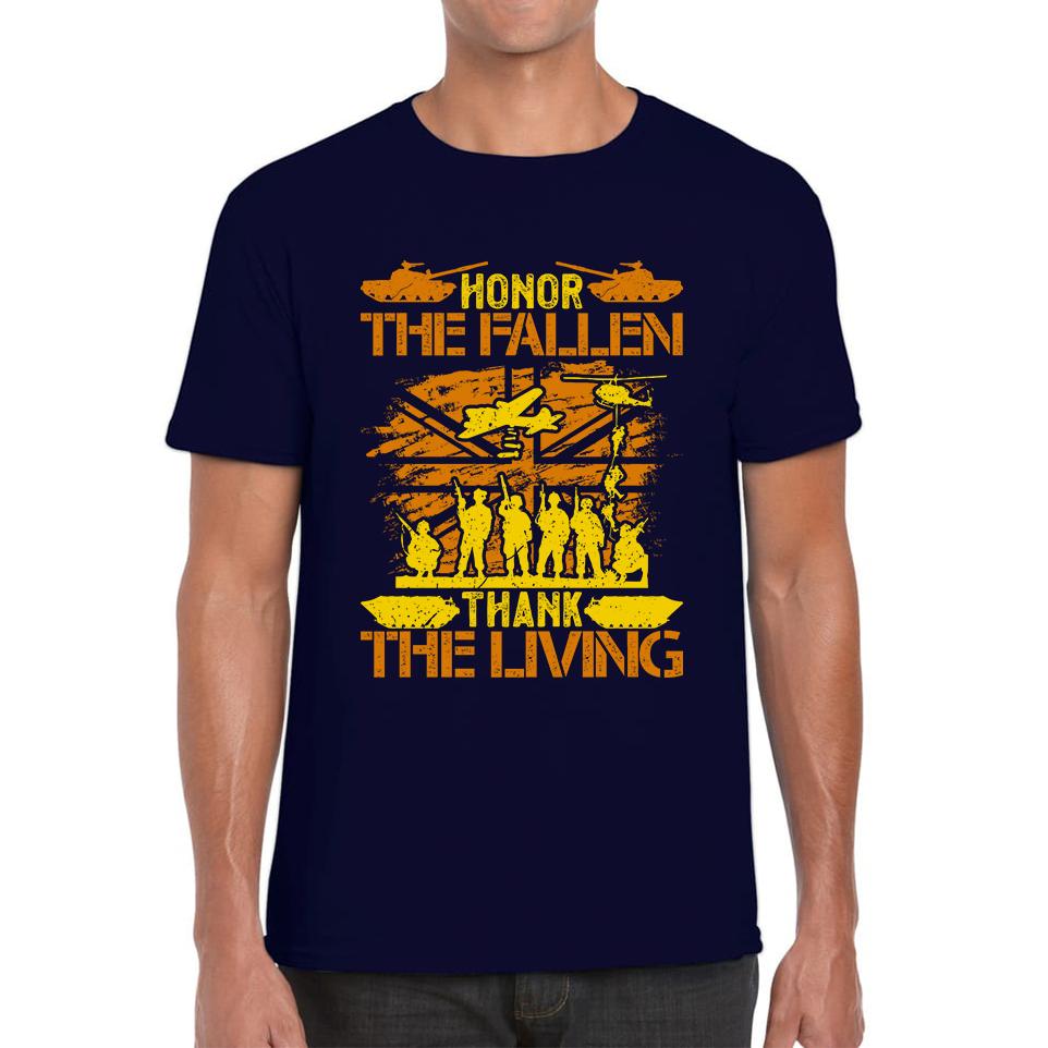 Honor The Fallen Thank Living Veteran Memorial Day Unisex Mens T Shirt Womens Tops Tees 3XL