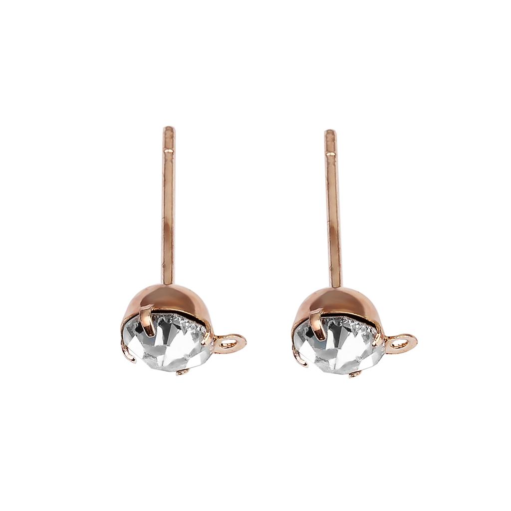 50pcs 4 Prong Copper Rhinestone Crystal Stud Earrings with Hole Fit DIY Dangle Drop Earring Making Findings Accessories