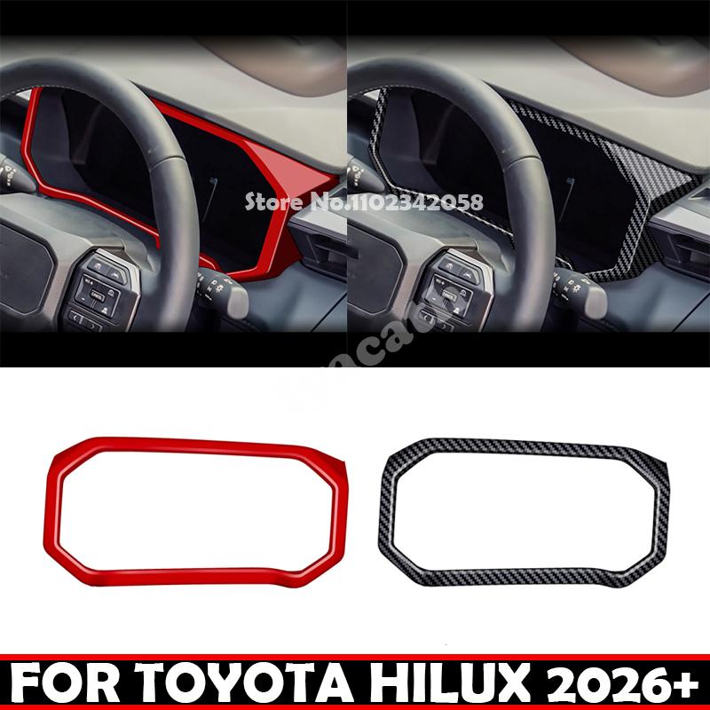 RHD FÜR TOYOTA HILUX 2026 2027 ABS Rotes Kohlefaser Front Armaturenbrett Instrumentenanzeige Bildschirm Panelabdeckung Innenzubehör