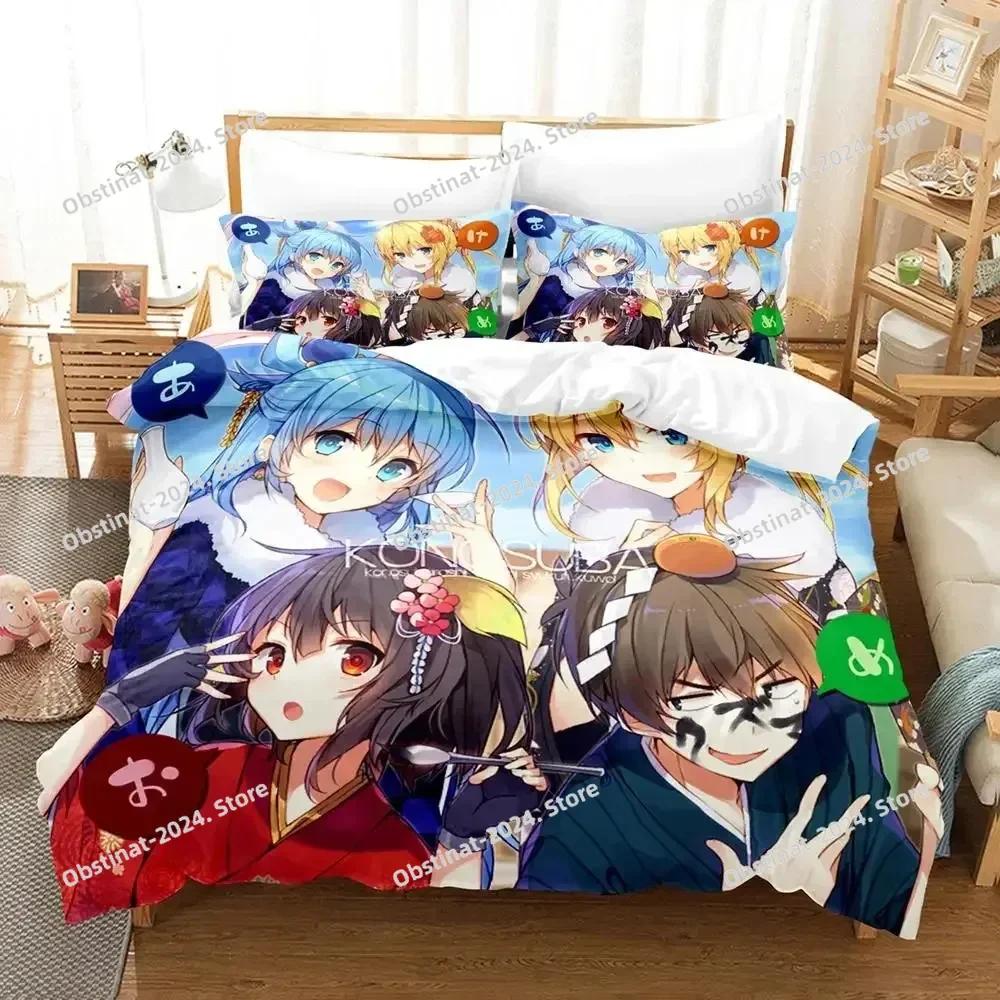 Comforter Anime Konosuba Bedding Set Printed Bed Set With Bed Soft Single Double Queen Super King Size Kids Adult