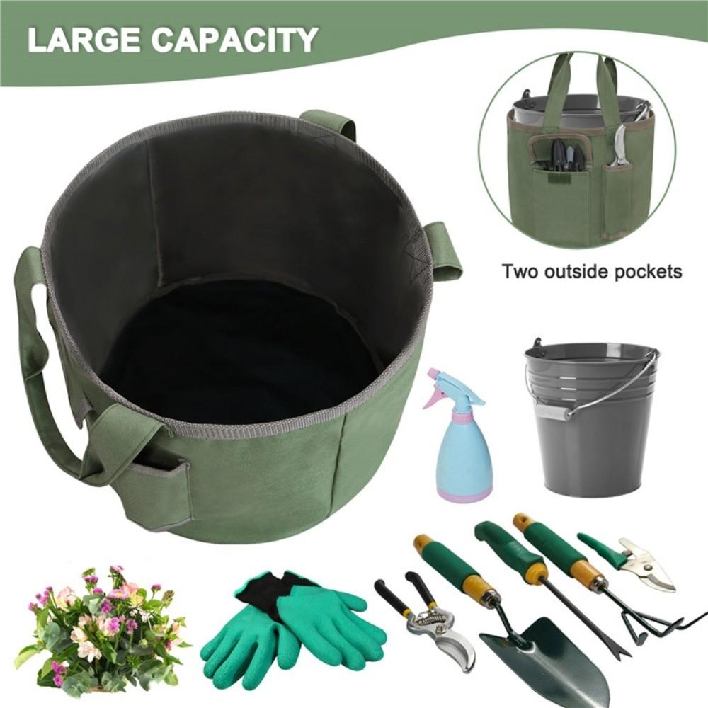 Portable Garden Tool Bag 600D Oxford Cloth Foldable Garden Tool Tote Multifunction with Pockets Garden Storage Bag