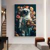 Astronaut In Flowers Canvas Painting Cosmonaut and Planet Posters Prints Modern Wall Art Pictures for Home Kid Beroom Decoration